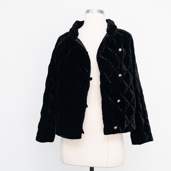 Talbots - New! Quilted Petite Velvet Jacket Black - Picture 4 of 12